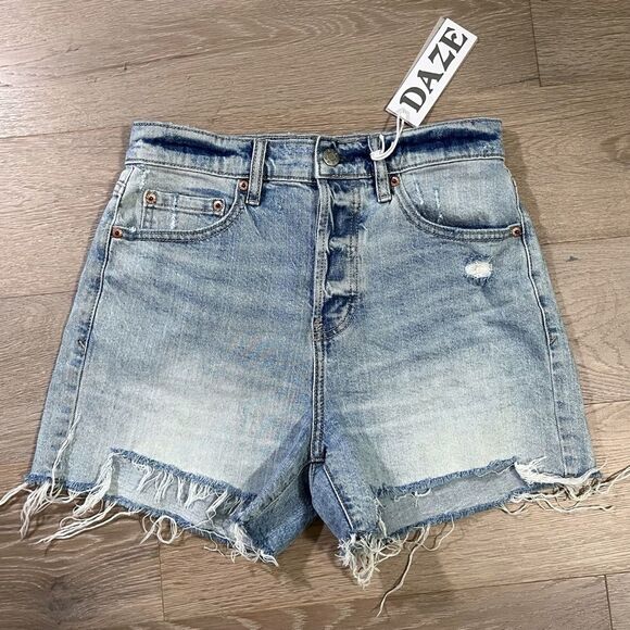 DAZE Bottom Line High Rise Vintage Shorts Distressed Fade 26 - Picture 2 of 10